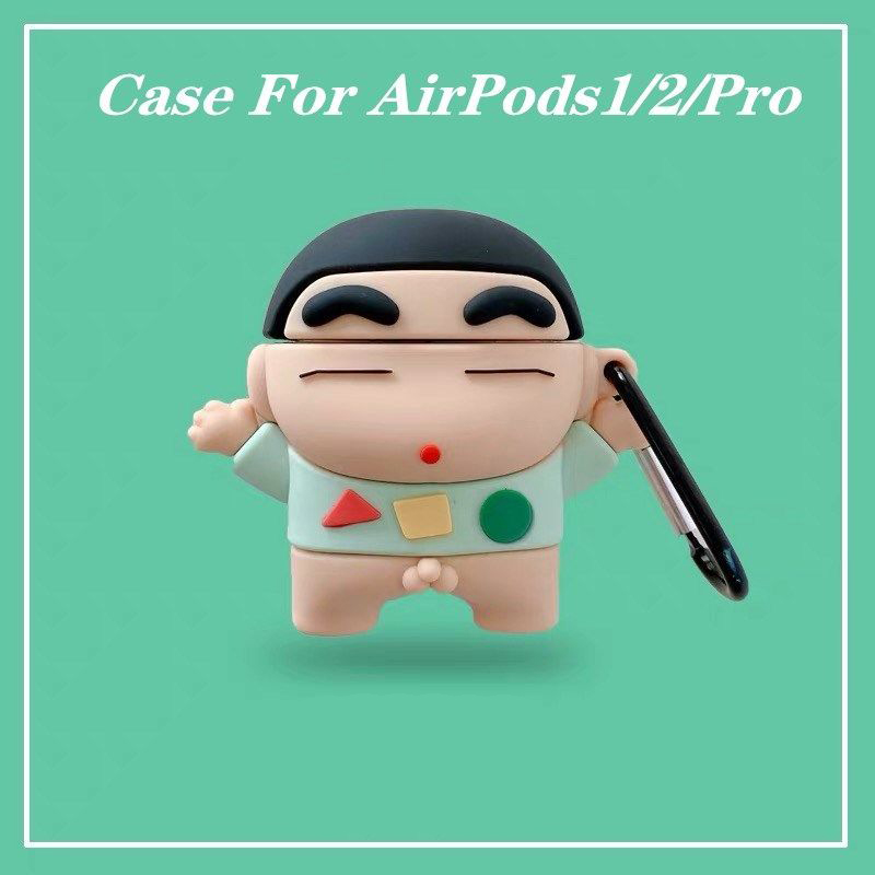 Vỏ Silicone Bảo Vệ Hộp Sạc Tai Nghe Airpods 1 / 2 Pro3 Hình Cậu Bé Bút Chì