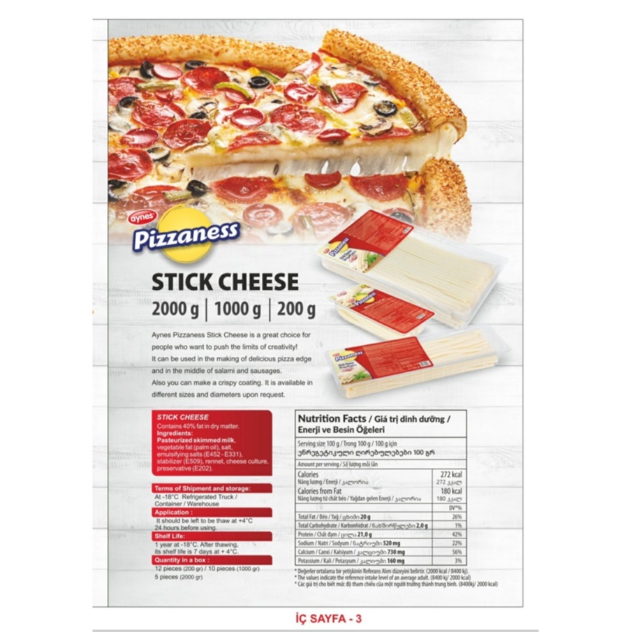 Phomai Aynes Mozzarella Stick Que Turkey 1kg