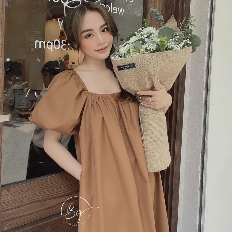 Váy trễ vai dáng maxi chất thô mềm thoáng mát đầm trễ vai 4 màu sang chảnh V1468