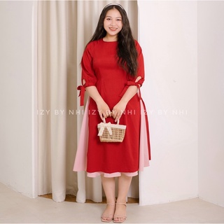 ÁO DÀI BIGSIZE TAY NƠ CỔ TRÒN (KÈM CHÂN VÁY) - IZYBYNHI