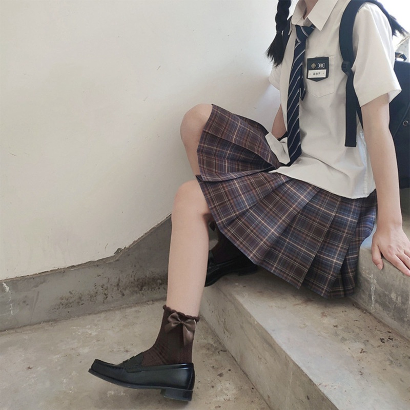 Xiangbao Vớ Cotton Dệt Kim Cổ Cao Vừa Kẻ Sọc Phối Nơ Phong Cách Lolita Nhật Bản Ngọt Ngào Cho Nữ