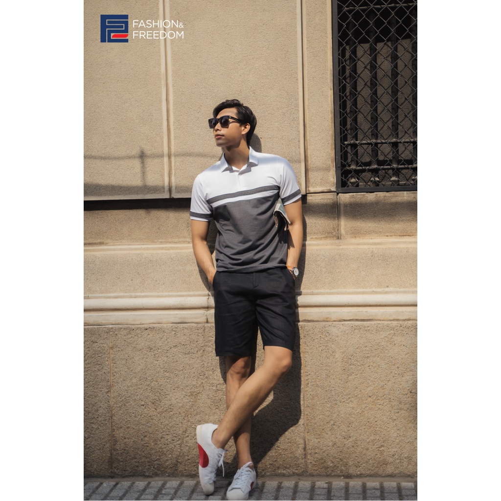 Áo Thun Nam Cotton Xám Trắng TC167 F2 Fashion & Freedom