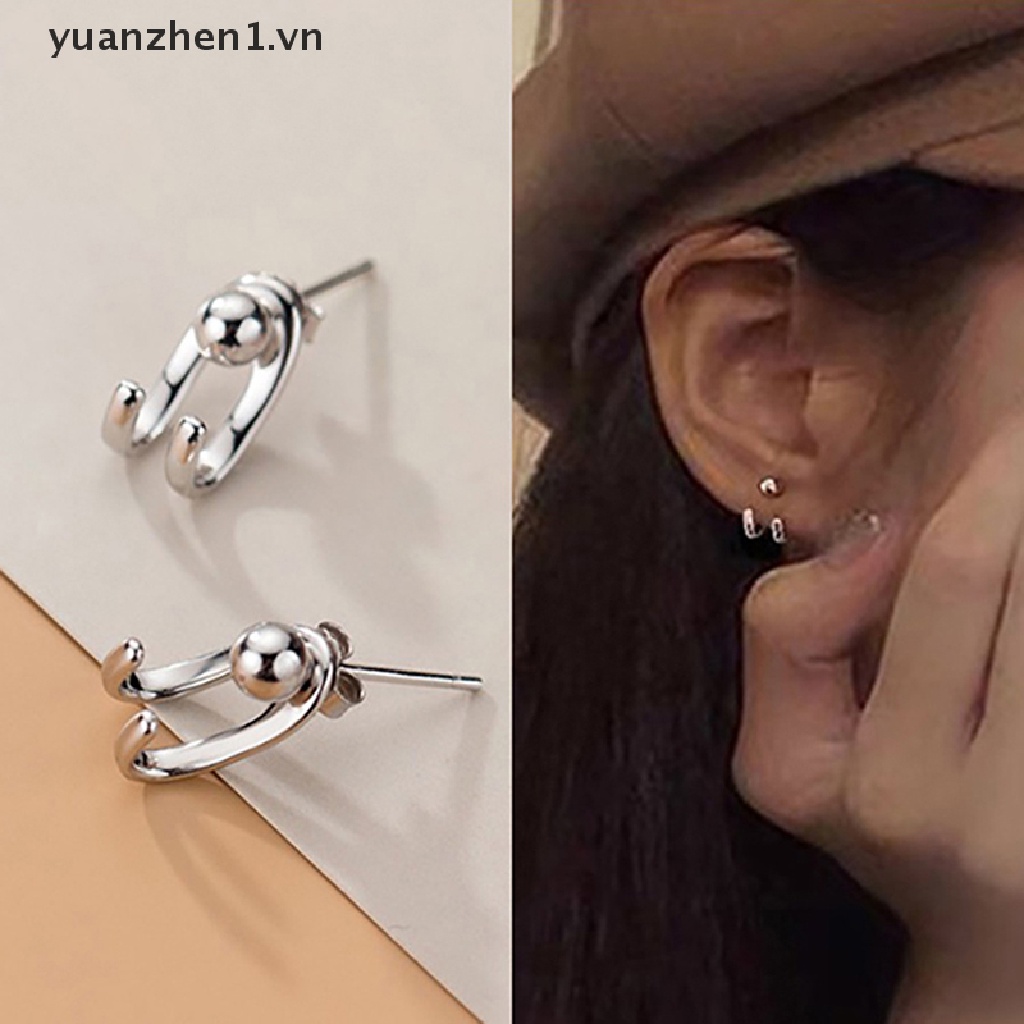 Bông Tai Mạ Bạc 925 Kiểu Đinh Tán Đơn Giản Phong Cách Hàn Quốc