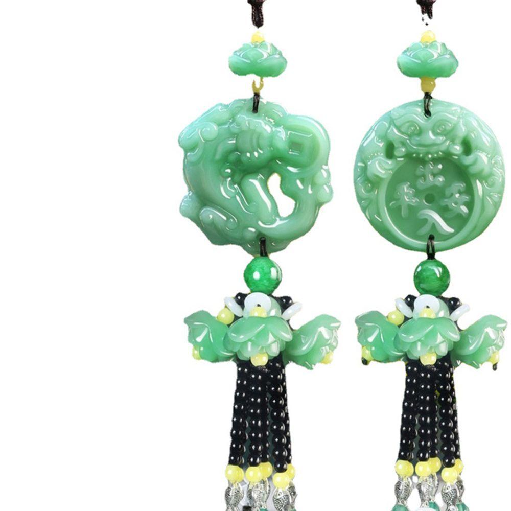 Dây Treo Chìa Khóa Bằng Đá Obsidian Tự Nhiên Màu Xanh Lá Dùng Làm Quà Tặng Cho Cặp Đôi / Phòng Khách Mang Lại May Mắn