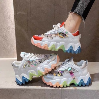 Giày nữ độn đế phối màu siu hot, giày sneaker đế 3 màu hot trend
