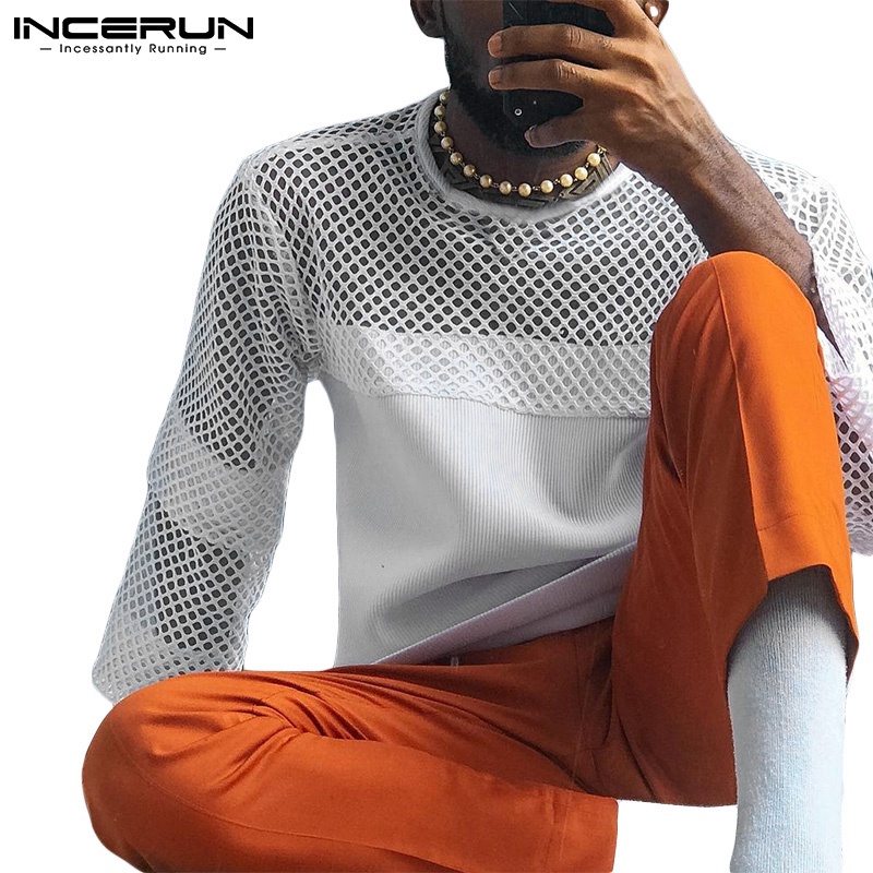 Áo INCERUN màu trắng tay dài thời trang dành cho nam