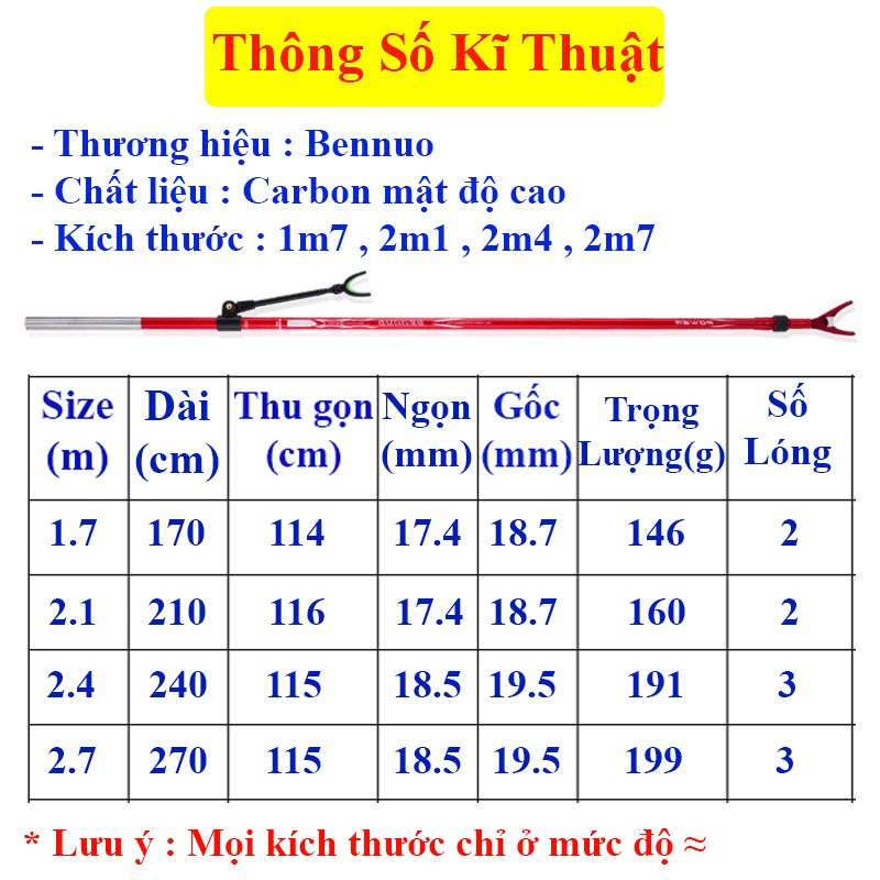 Chống Cần Câu Đài Gác Cần Câu Đài Bennuo chất liệu Carbon có thể thu gọn cao cấp màu đỏ KK-14