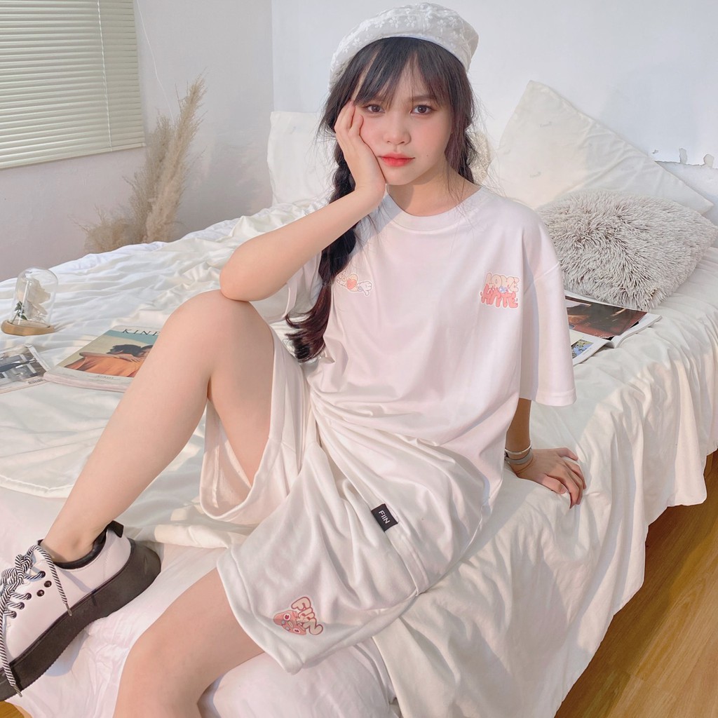 Set thun LOVE HATE nhiều màu form rộng dễ mặc basic unisex (có ảnh thật shop chụp) - Made by Fiin