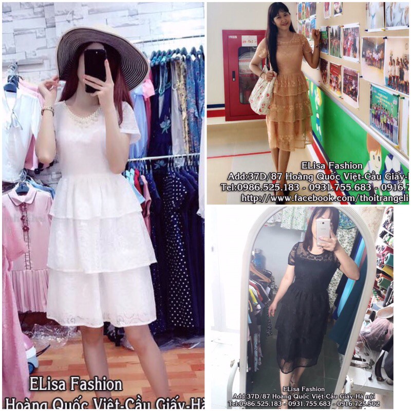 Đầm ren 3 tầng cao cấp 2 lớp CC35