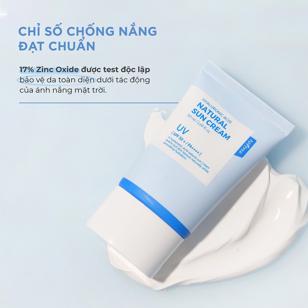 [Mã BMBAU50 giảm 50K đơn 150K] Kem chống nắng vật lý ISNTREE Hyaluronic Acid Natural Sun Cream 50ml