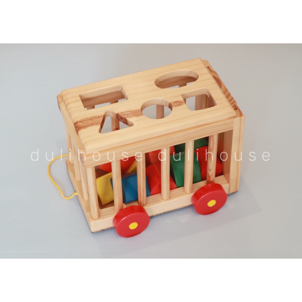 Đồ chơi Gỗ xe cũi thả hình - Giúp bé nhận biết màu sắc, hình khối - Phát triển tư duy &amp; trí tưởng tượng phong phú