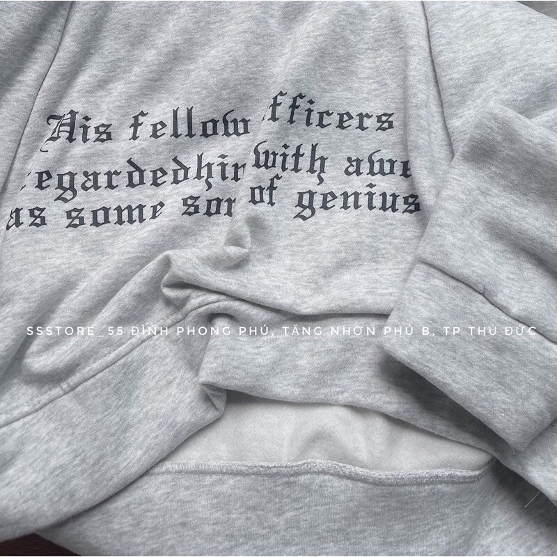 Áo Sweater In Chữ Thái Màu Xám-Áo Nỉ cổ Tròn From Rộng Unisex Mặc Đơn Đôi Nhóm Chất Nỉ Dày Dặn