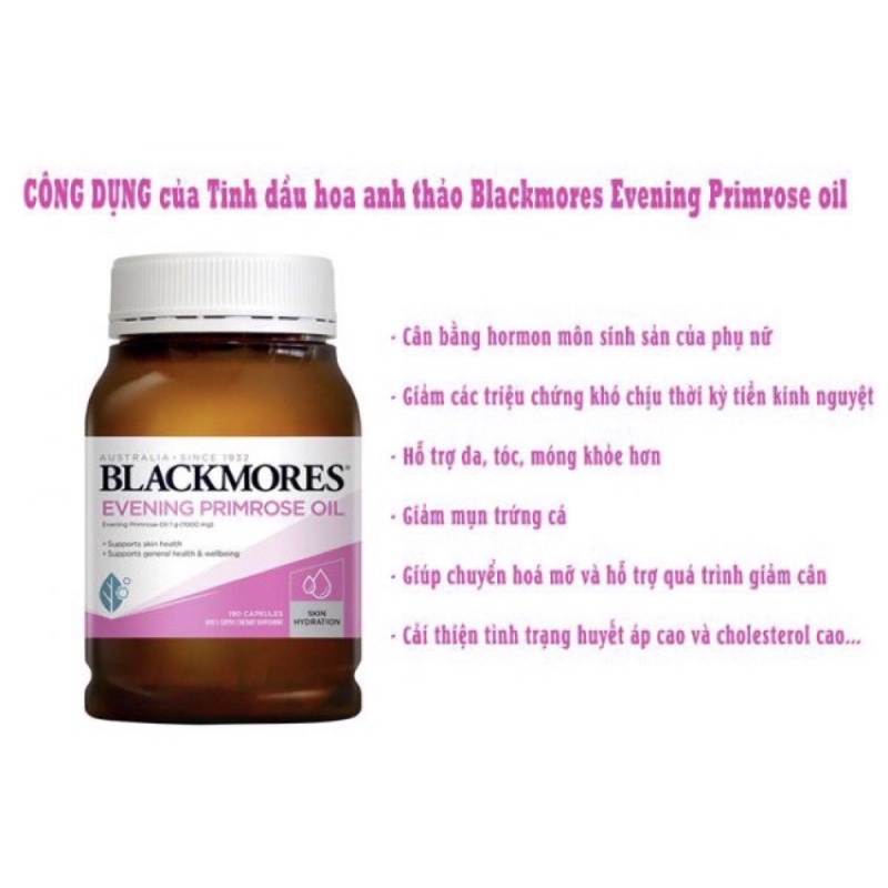 [HÀNG CHÍNH HÃNG ÚC] Tinh dầu hoa anh thảo Blackmores 190 viên của ÚC