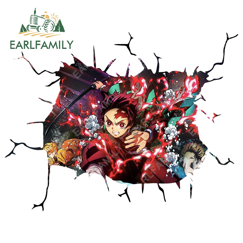 Miếng Dán Đề Can anime demon slayer Vui Nhộn Chống Thấm Nước 13Cmx10Cm Trang Trí Xe Hơi
