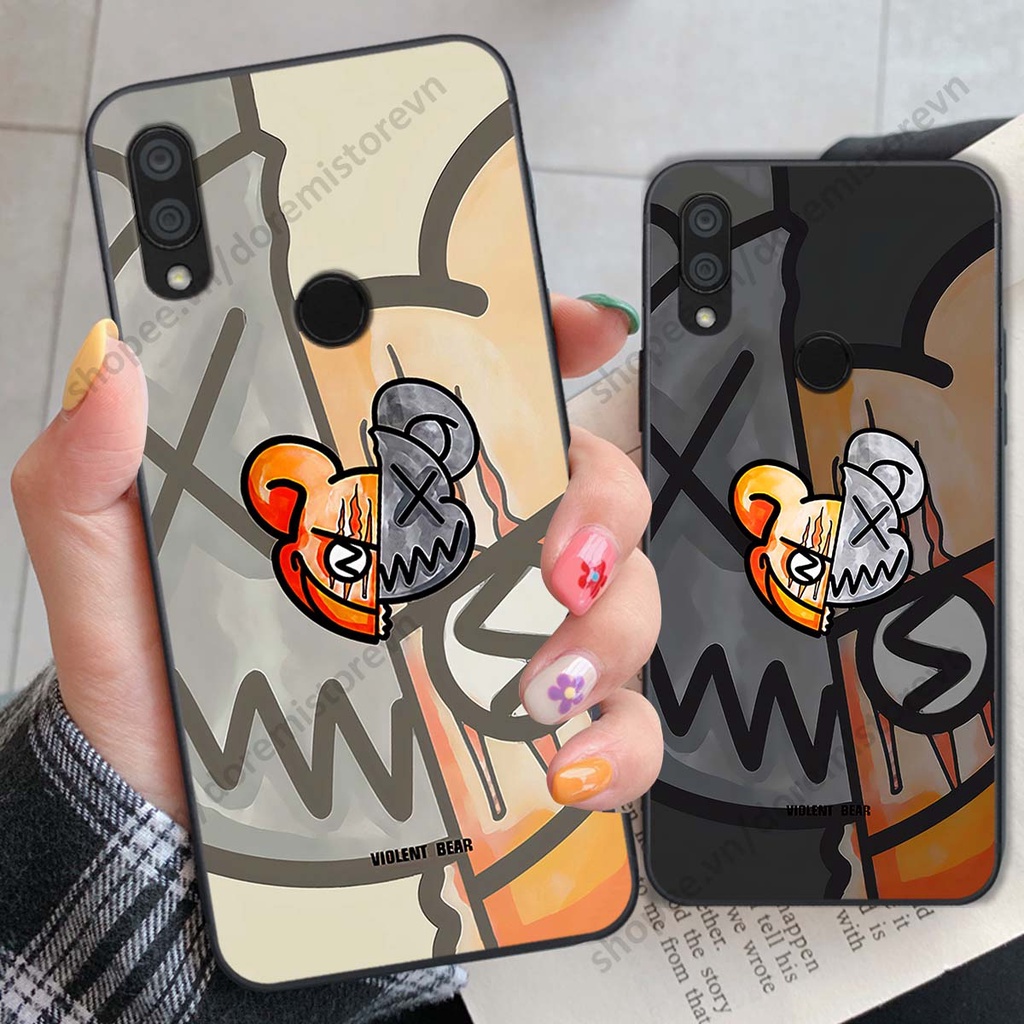 Ốp lưng Xiaomi Redmi 7 hình kaws, kith, bear brick nổi 3D phong cách độc đáo