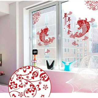 Decal trang trí Tết - Cặp Cá Chép đỏ báo Hỷ