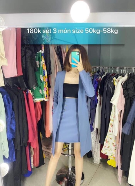 Set vest chân váy A kèm áo bra