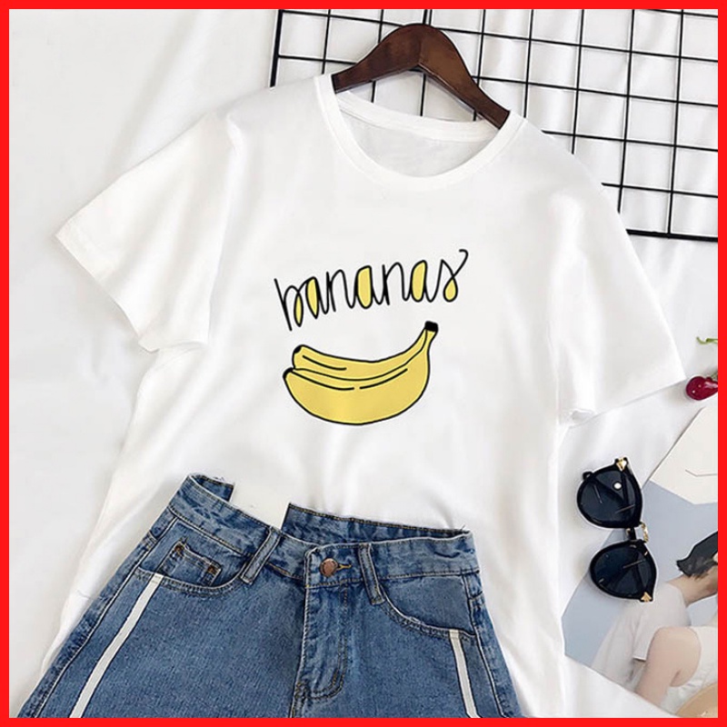Áo Thun Nữ Tay Ngắn In Họa Tiết Quả Chuối Bananas DLX