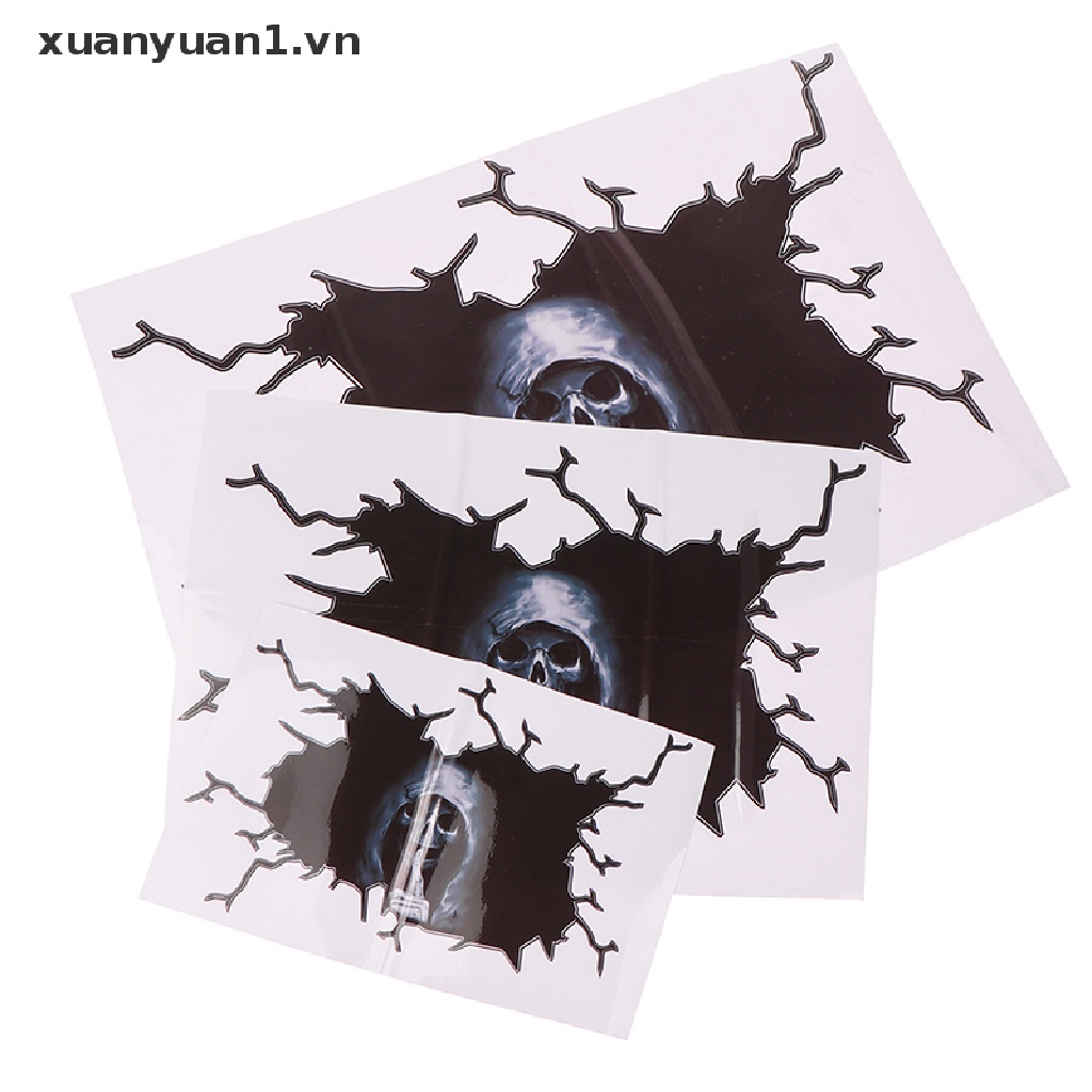 Miếng Dán Trang Trí Xe Hơi Hình Đầu Lâu Chống Thấm Nước Phong Cách Halloween