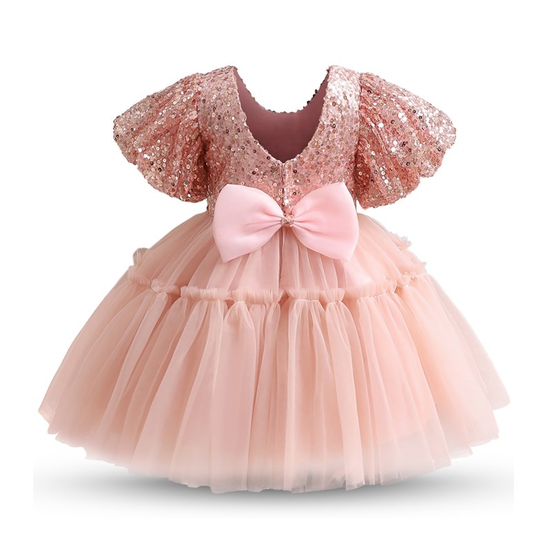 Đầm công chúa NNJXD thắt nơ đính đá cho bé giá từ 0-5 tuổi