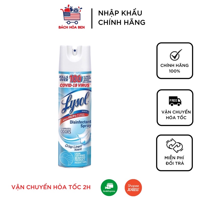 Bình xịt khử trùng diệt khuẩn LYSOL MỸ 538g