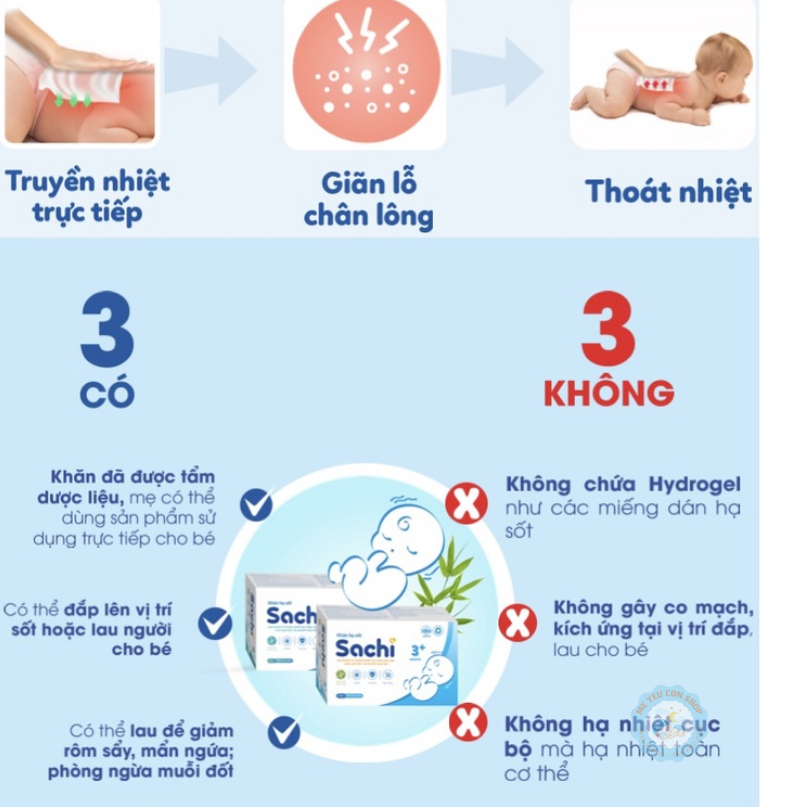 [HSD 2025] Khăn lau hạ sốt 0M và 3M+ SACHI - Giúp hạ nhiệt, giảm sốt, ngăn ngừa co giật. (katydang)