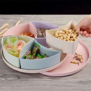 Khay đựng mứt tết lúa mạch hộp tròn