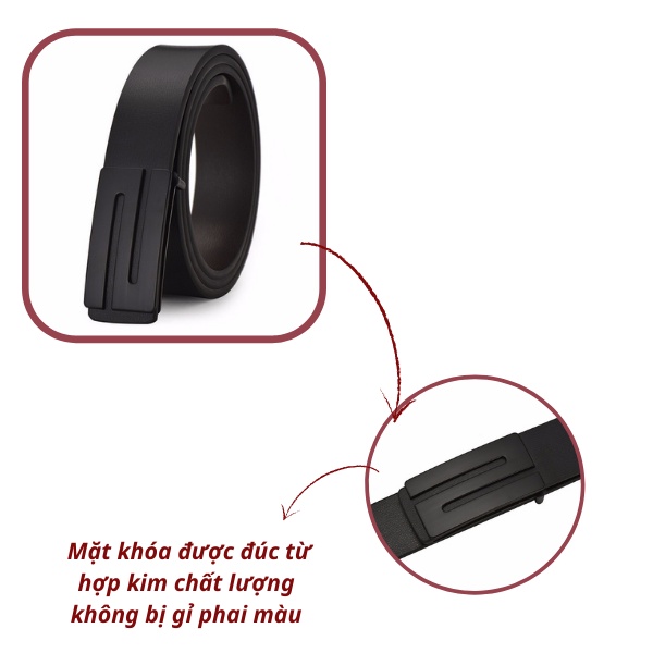 Thắt lưng nam da cao cấp siêu bền, dây nịt khóa đinh tiện dụng phong cách sang trọng