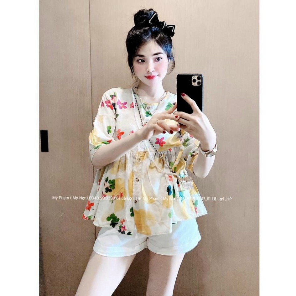 [1hittop] áo babydoll hoa tiểu thư Ulzzang A258 quảng châu Thời trang Xmin