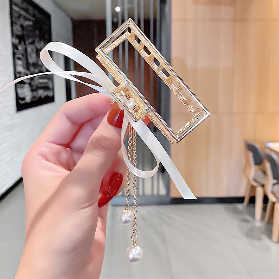 Kẹp Tóc Kim Loại Đính Ngọc Trai Sang Trọng Thời Trang Hàn Quốc Cho Nữ