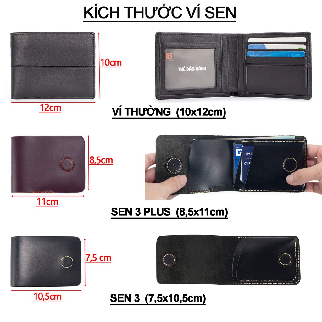 Ví sen 3 PLUS- da bò Pullup V123-Da thật-BH 24tháng-Full hộp (CÓ VIDEO)