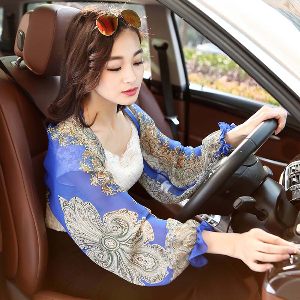 Áo choàng cánh tay voan họa tiết hoa thanh lịch cho nữ