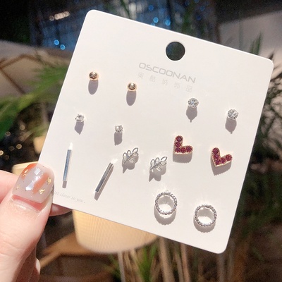 Bộ 6-7 đôi bông tai nữ mạ bạc 925 phong cách Hàn Quốc 2021