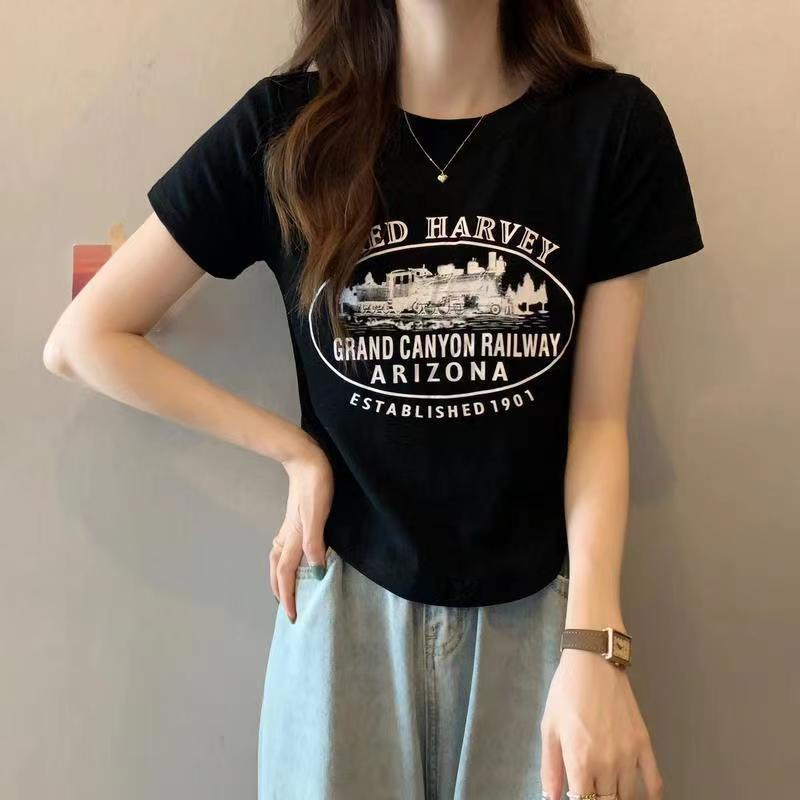 Áo Thun Ngắn Tay Dáng Rộng Phong Cách Retro Thời Trang Cho Nữ