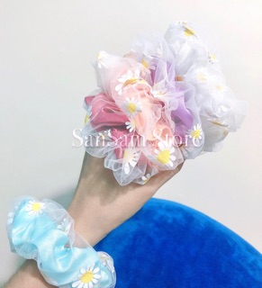 (Ảnh thật shop chụp) Cột tóc scrunchie 2 lớp hoa cúc