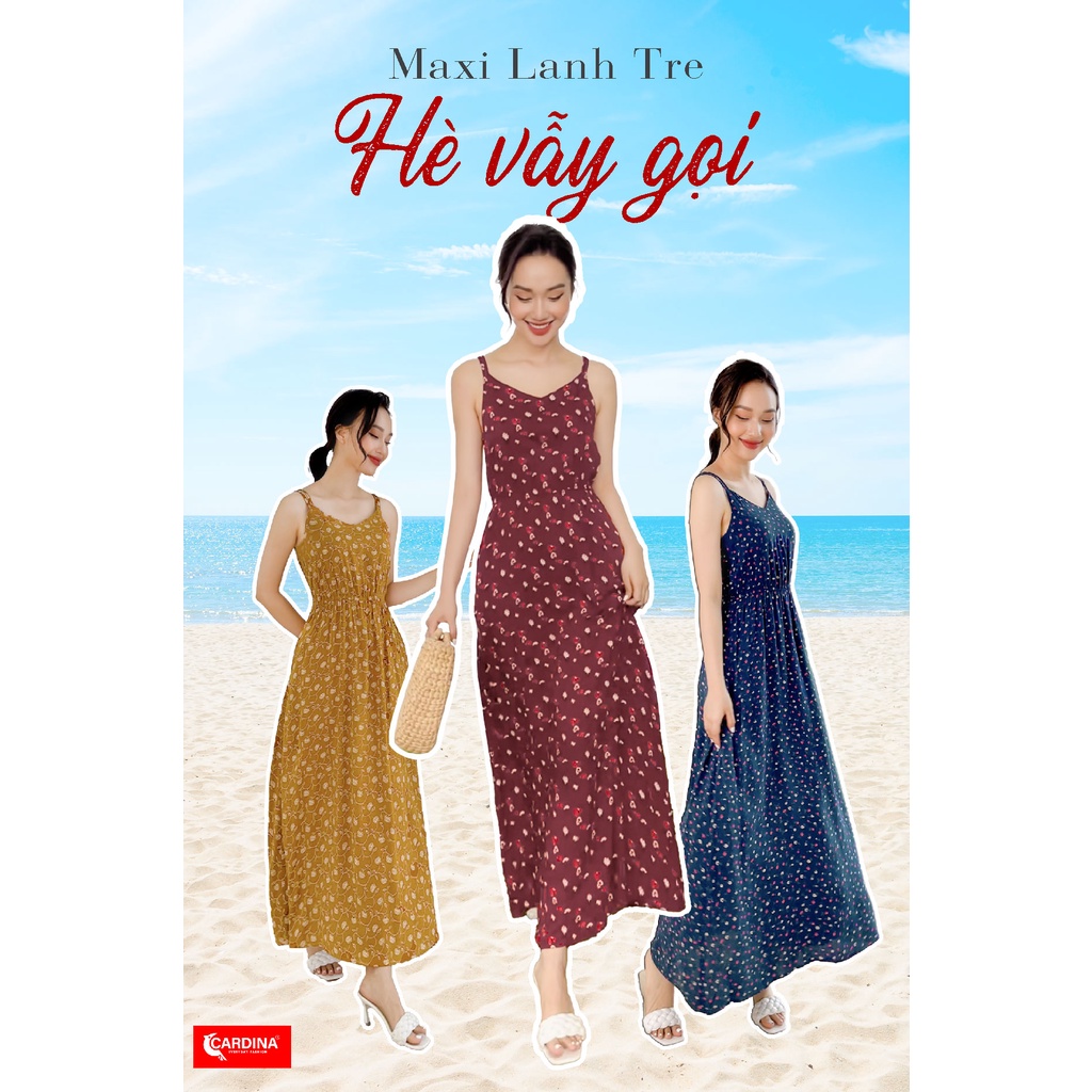 Đầm maxi cao cấp 𝐂𝐀𝐑𝐃𝐈𝐍𝐀 chất liệu lanh tre cao cấp váy Maxi Mẫu Mới Họa Tiết Hoa Nhí