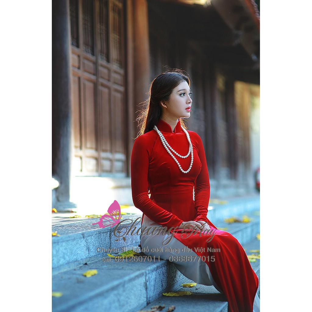 Áo dài nhung ⚡ FREESHIP ⚡ Áo nhung sang trọng áo dài dáng Việt kèm quần | BigBuy360 - bigbuy360.vn