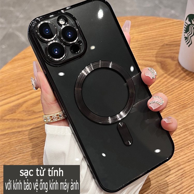 Ốp Điện Thoại Silicon Trong Suốt Từ Tính Mạ Điện Chất Lượng Cao Cho iPhone 13 12 Pro Max