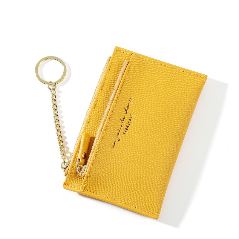 Ví đựng thẻ mini PIERRE LOUES có dây kéo và móc khóa dành cho nữ