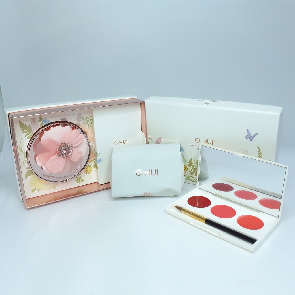 Set Phấn nước Cánh hoa mới Ohui Ultimate Cover Cushion Special Edition (tặng kèm 1 Cushion và 1 vỉ son)