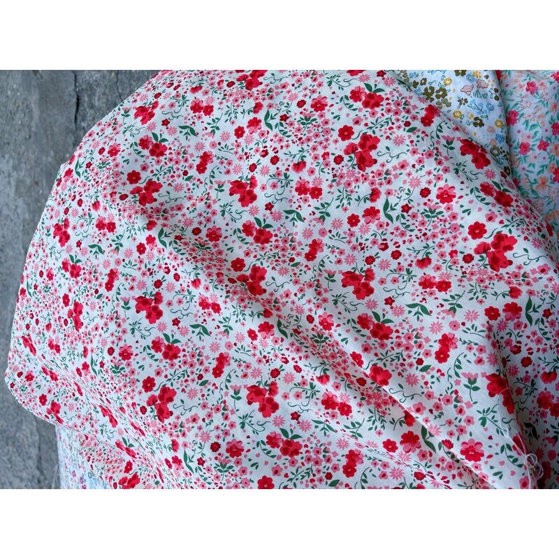 Vải thô cotton mềm mát hoa nhí