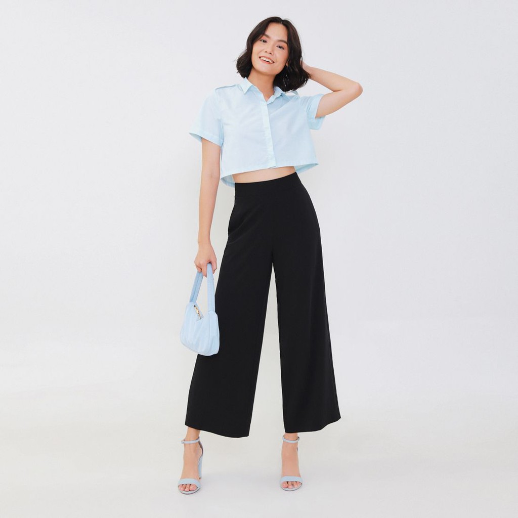 Áo sơmi croptop cầu vai - MARC FASHION