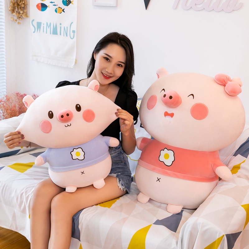 Gấu Bông Heo Bụng Trứng Cute, Heo Bông Bụng Dâu Tây, Hàng Quảng Châu Cao Cấp