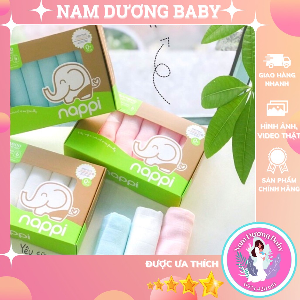 Khăn sữa sợi tre | Khăn Sữa cho bé thương hiệu Nappi Thái Lan 100% sợi tre | Khăn sữa, khăn xô an toàn cho bé