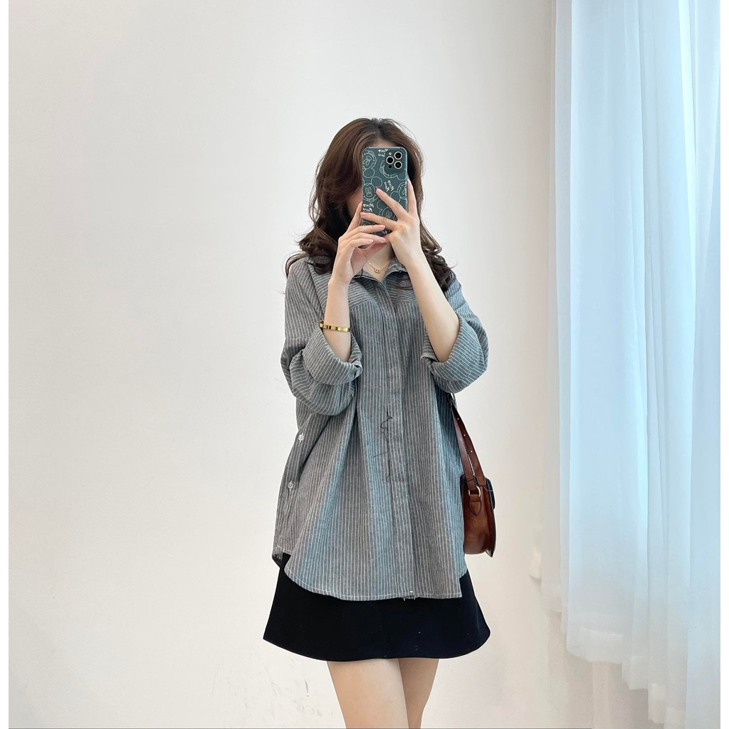 Áo sơ mi kẻ đậm chất vải dày dặn Miho house