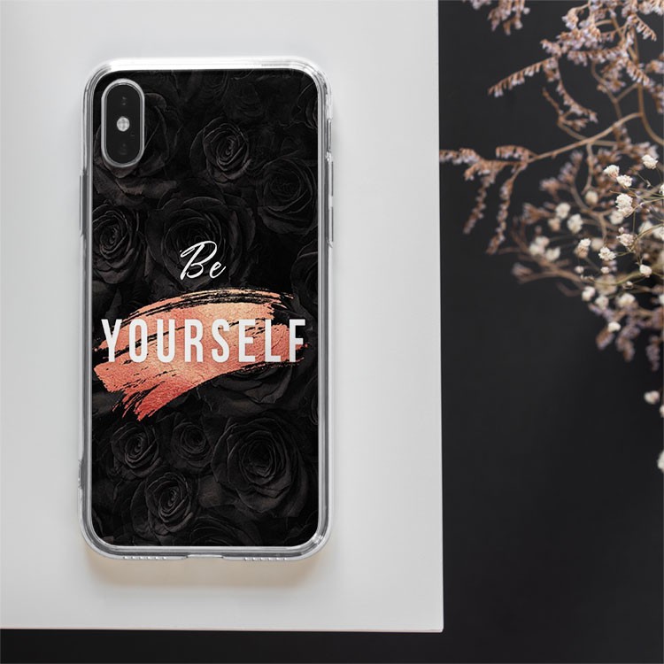 Ốp lưng hoa hồng đen Be Yourself hãy chính là bạn cho Iphone 5 6 7 8 Plus 11 12 Pro Max X Xr SUPPOD00371