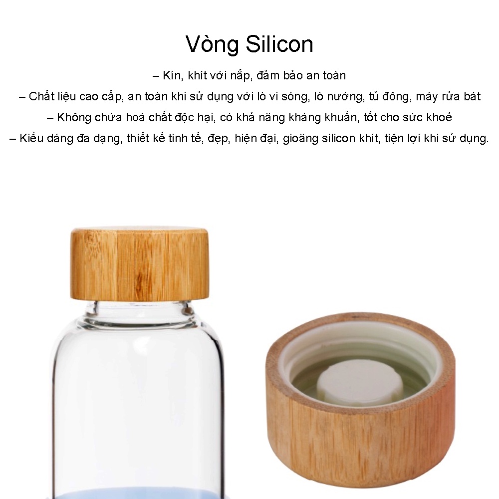 Bình nước thủy tinh Nikko Inochi bọc silicon