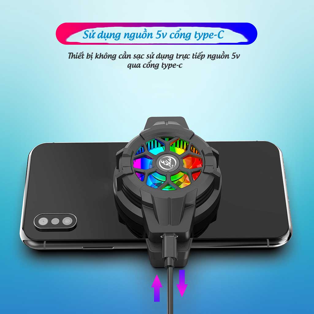Quạt tản nhiệt điện thoại gaming sò lạnh HXSJ P10 làm mát điện thoại giảm nhiệt độ khi chơi game Pubg FF Liên Quân Mobil