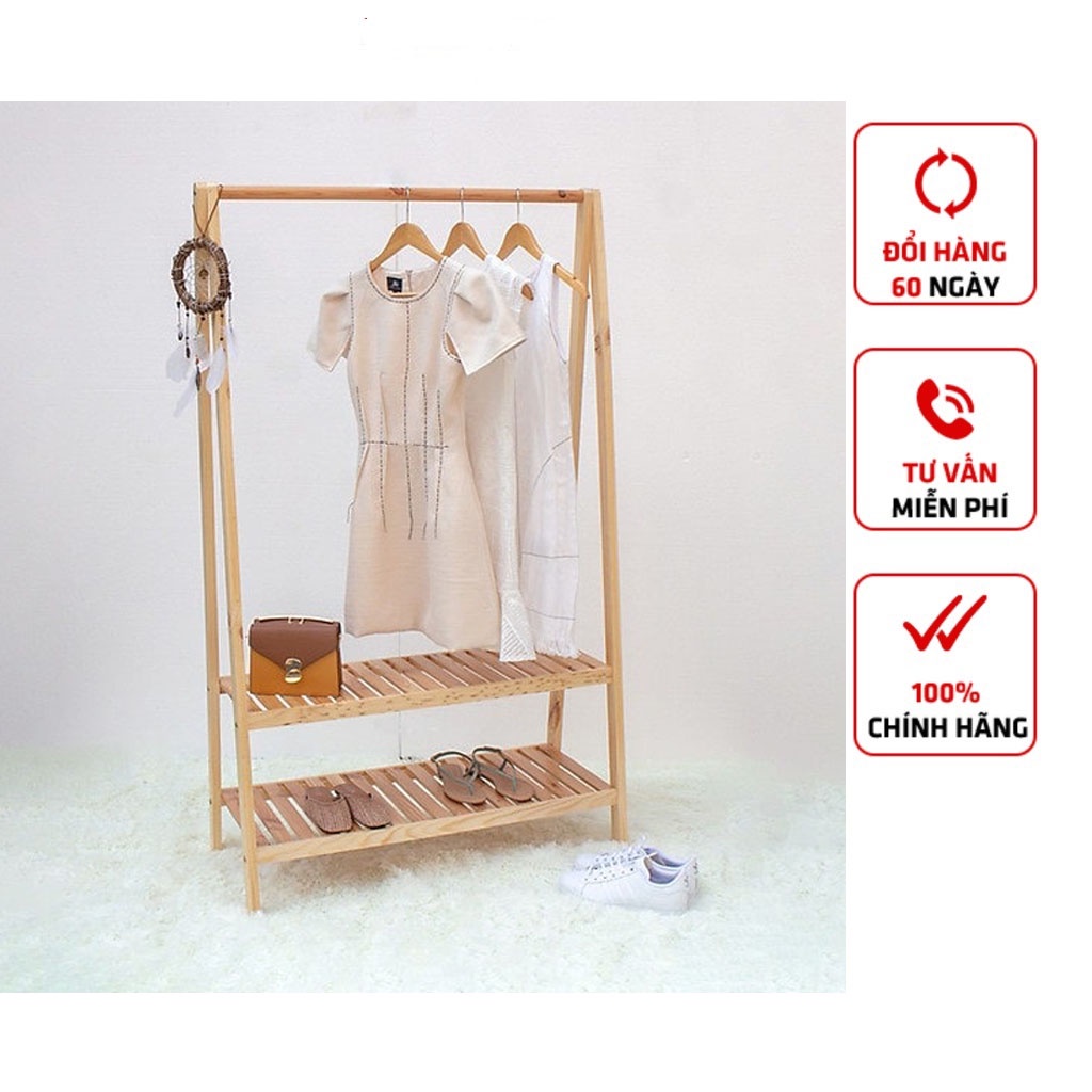 Giá decor treo quần áo chữ A phong cách vintage cho phòng ngủ cao cấp bền đẹp chất liệu gỗ thông phong cách hàn quốc