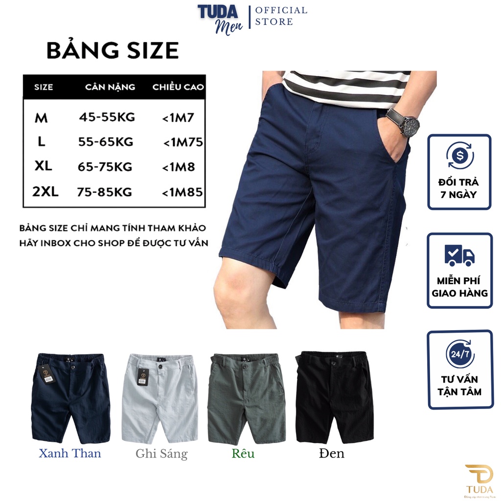 Quần short đũi nam cao cấp - Ngố lửng chất liệu đũi mềm mại Tuda